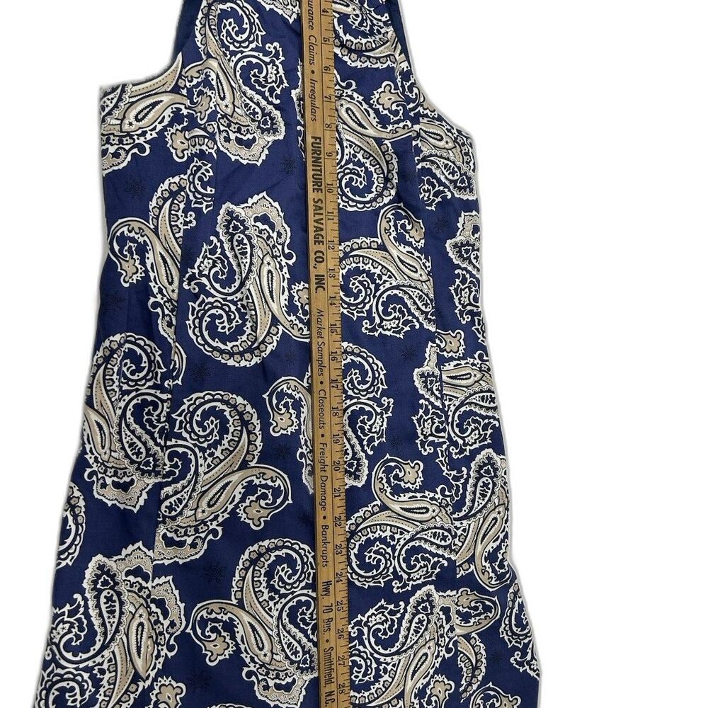 LOFT Petites 00P Blue Paisley Shift Dress Knee Length Sleeveless Zip Back 0069
